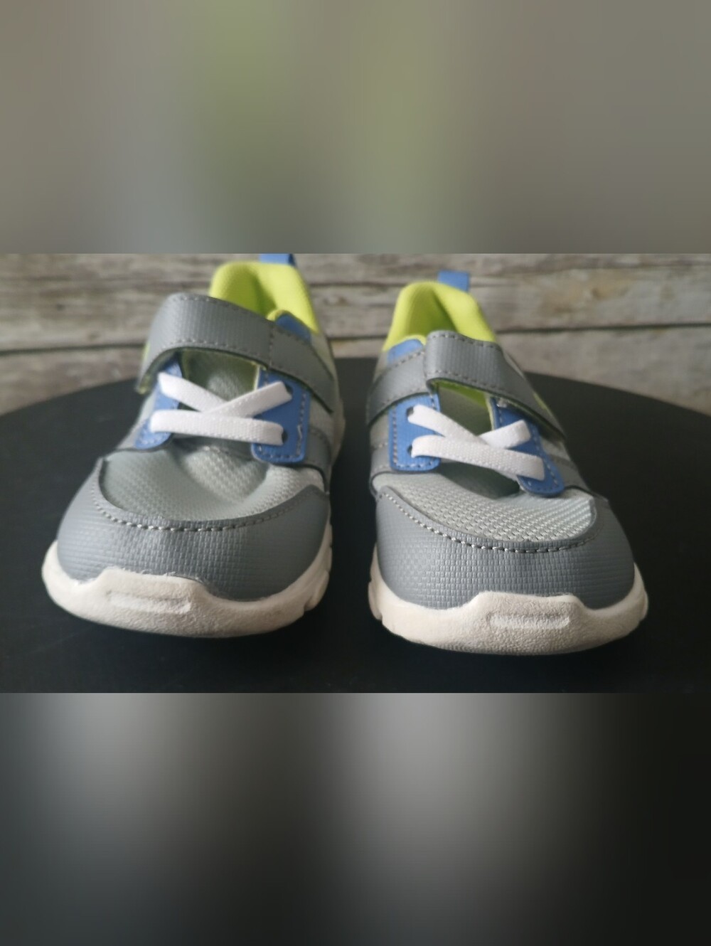 See Kai Run Basics, Grey and Blue Sneakers with Lime Interior - Picture 6 of 8